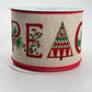 Christmas PEACE Ribbon: Rustic Beige Wired Ribbon, 2.5" x 10 Yards