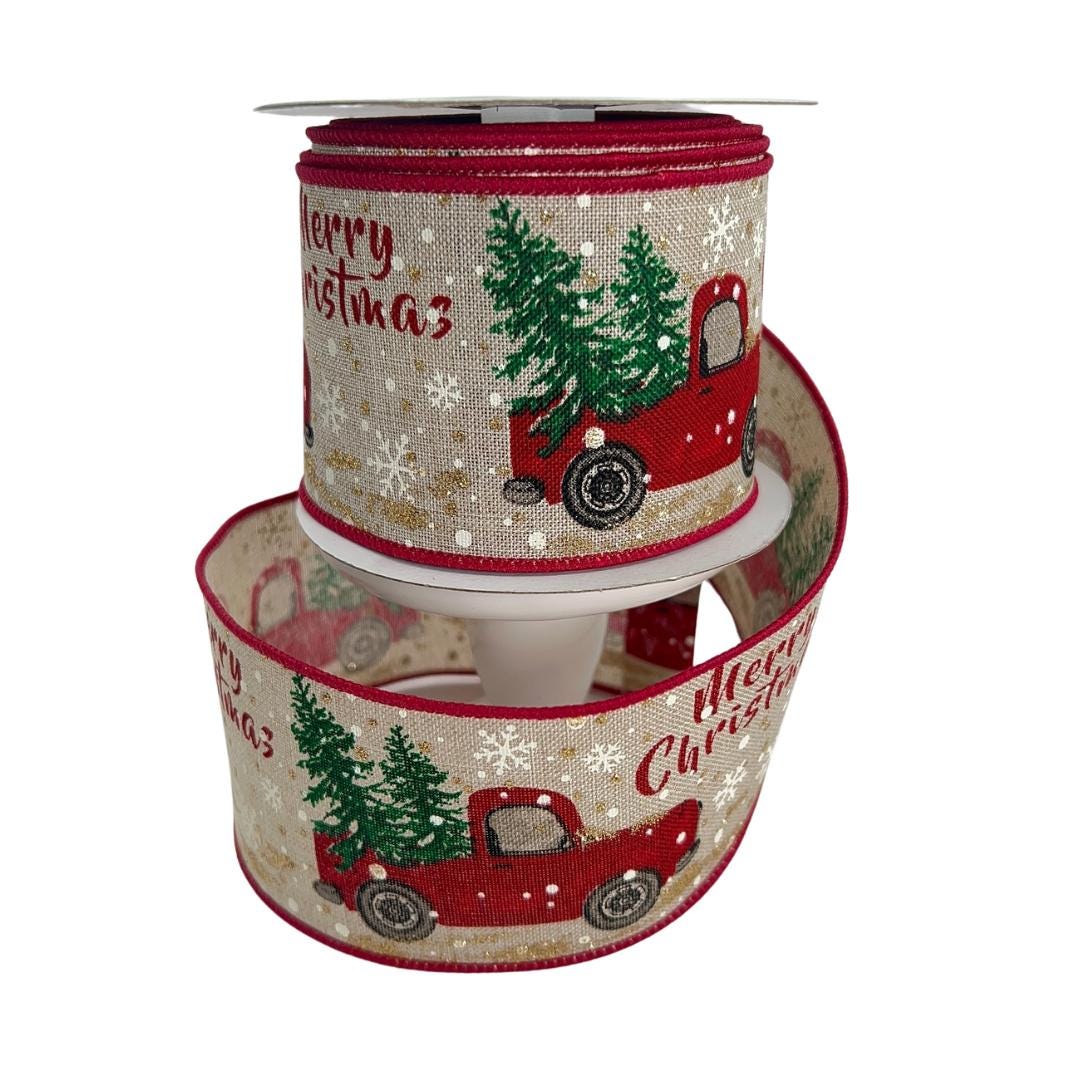 Vintage Red Truck Christmas Ribbon: 2.5" x 10 Yards