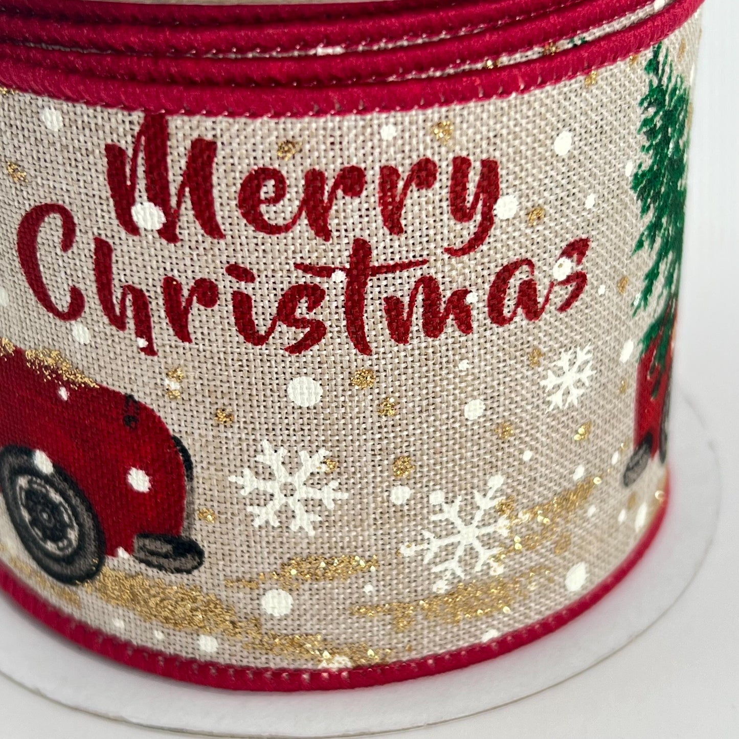 Vintage Red Truck Christmas Ribbon: 2.5" x 10 Yards