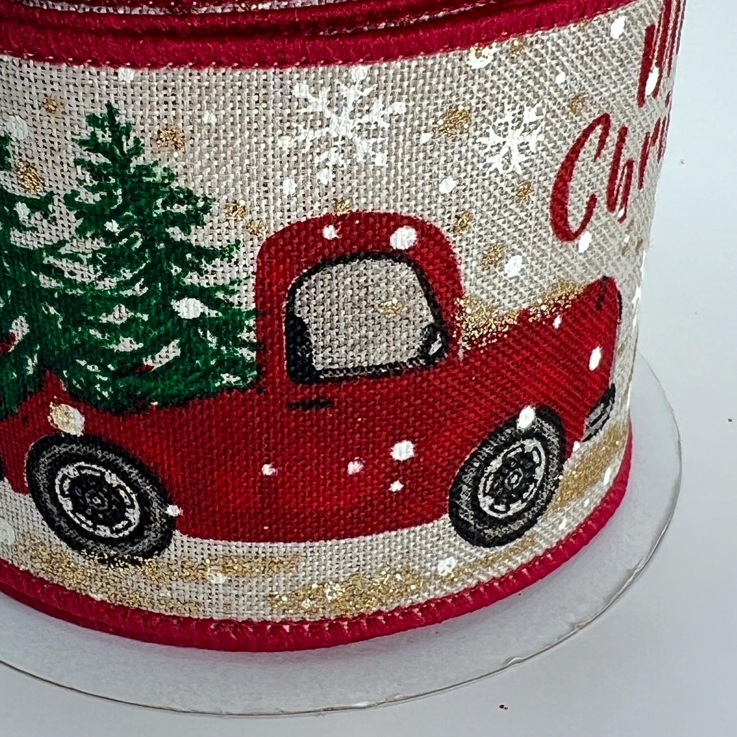 Vintage Red Truck Christmas Ribbon: 2.5" x 10 Yards