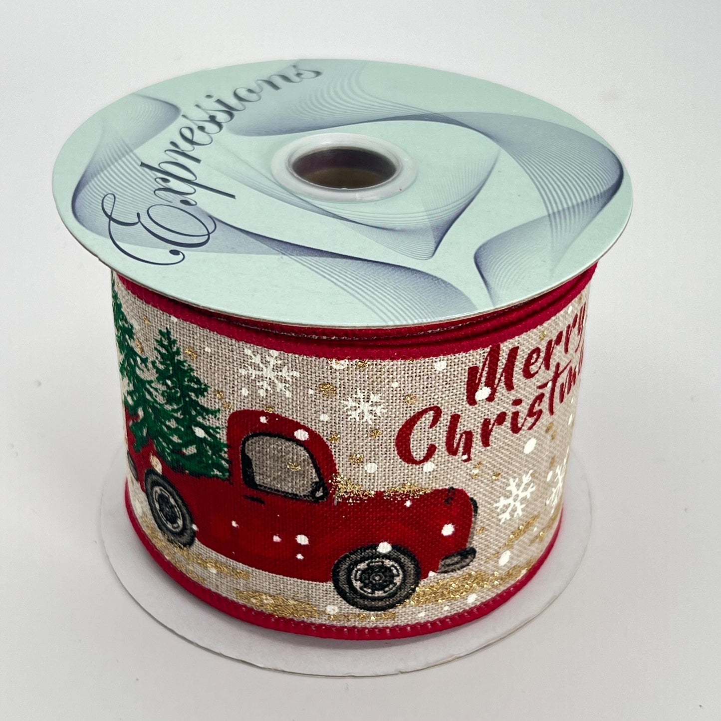 Vintage Red Truck Christmas Ribbon: 2.5" x 10 Yards