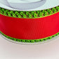 Red Wired Ribbon with Lime Green Picot Edge - 1.5" x 10 Yards