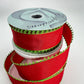 Red Wired Ribbon with Lime Green Picot Edge - 1.5" x 10 Yards