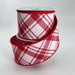 Red and White Plaid Christmas Wired Ribbon: 2.5" x 10 Yards