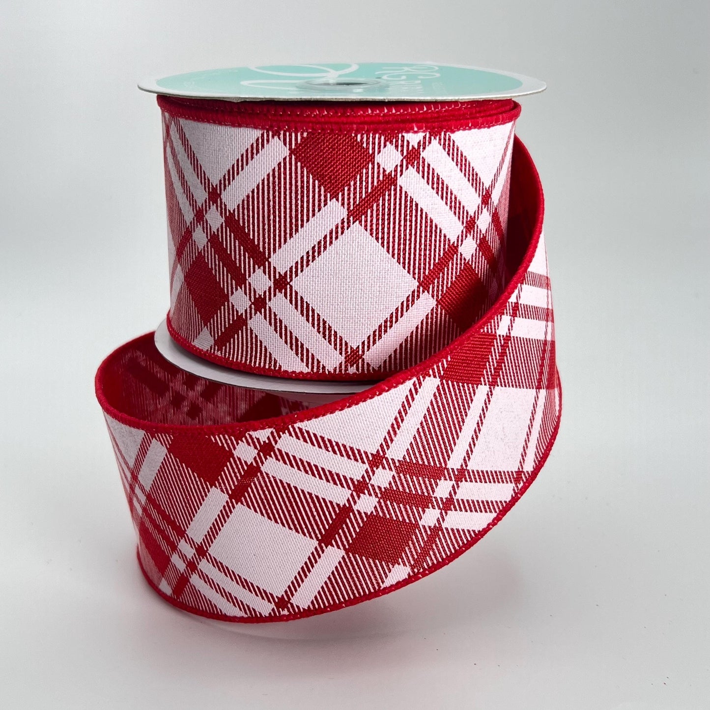 Red and White Plaid Christmas Wired Ribbon: 2.5" x 10 Yards