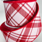 Red and White Plaid Christmas Wired Ribbon: 2.5" x 10 Yards