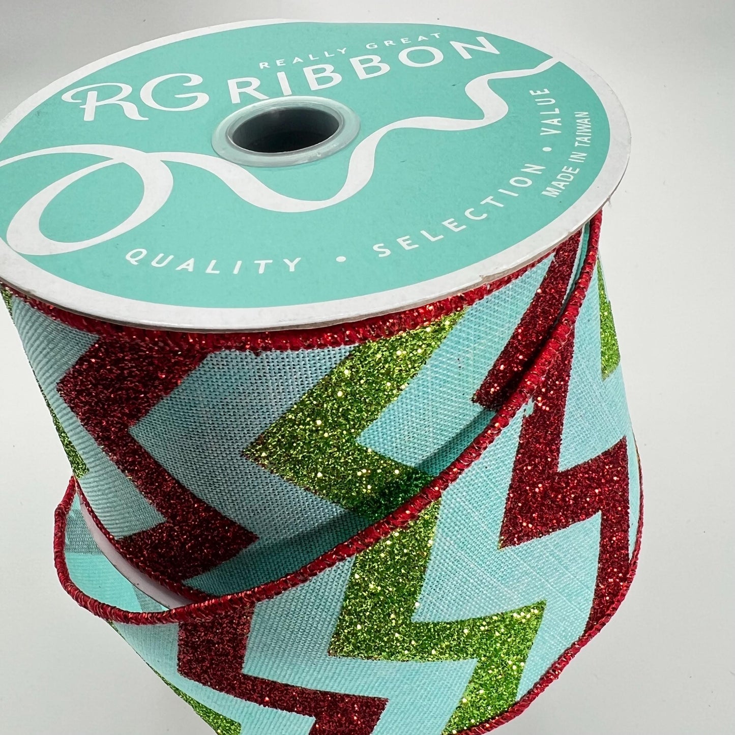 Ice Blue Glitter Chevron Ribbon: Christmas Wreathmaking Supplies (2.5" x 10 Yards)