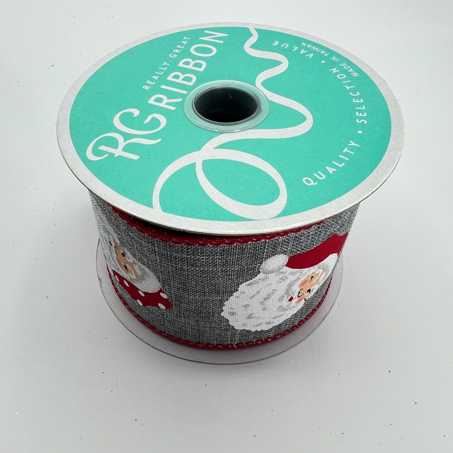Vintage Santa Head Ribbon: 2.5" Gray Christmas Ribbon, 10 Yards