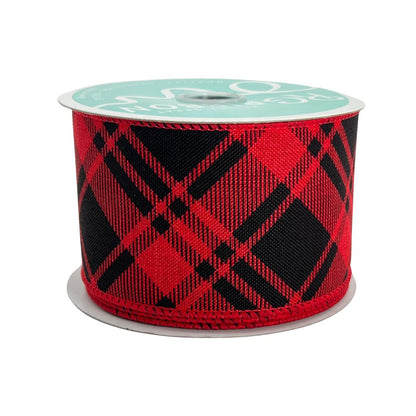 Red and Black Plaid Christmas Ribbon: 2.5" x 10 Yards Wired Ribbon