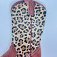 Leopard Print Western Cowboy Boot Sign 12.5”, Cowgirl Door Hanger, Leopard Print Decoration, Rustic Sign for Crafting, Wreathmaking Supplies