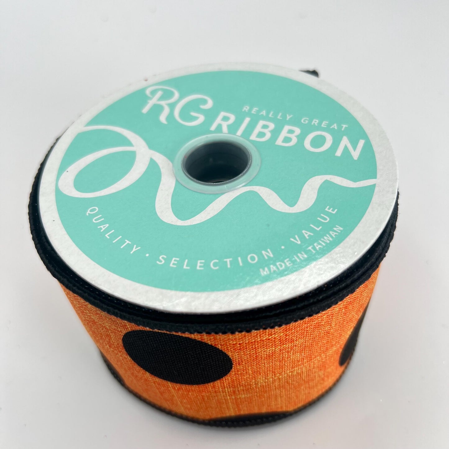 Halloween Wired Ribbon: Orange with Black Dots, 2.5" x 10yd