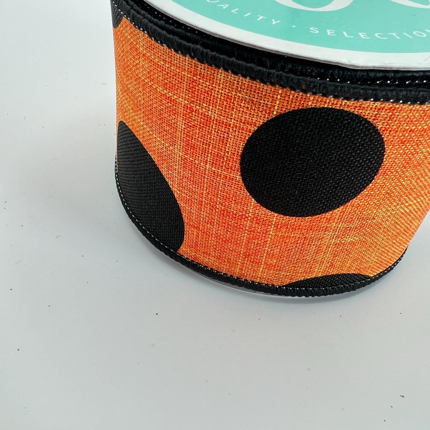 Halloween Wired Ribbon: Orange with Black Dots, 2.5" x 10yd