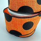 Halloween Wired Ribbon: Orange with Black Dots, 2.5" x 10yd