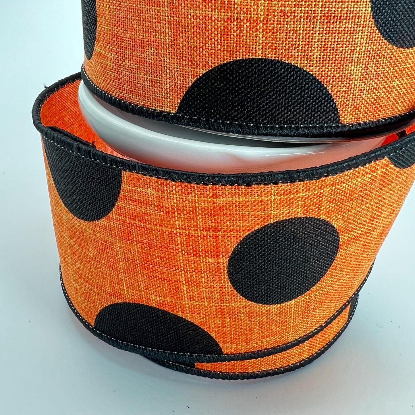Halloween Wired Ribbon: Orange with Black Dots, 2.5" x 10yd