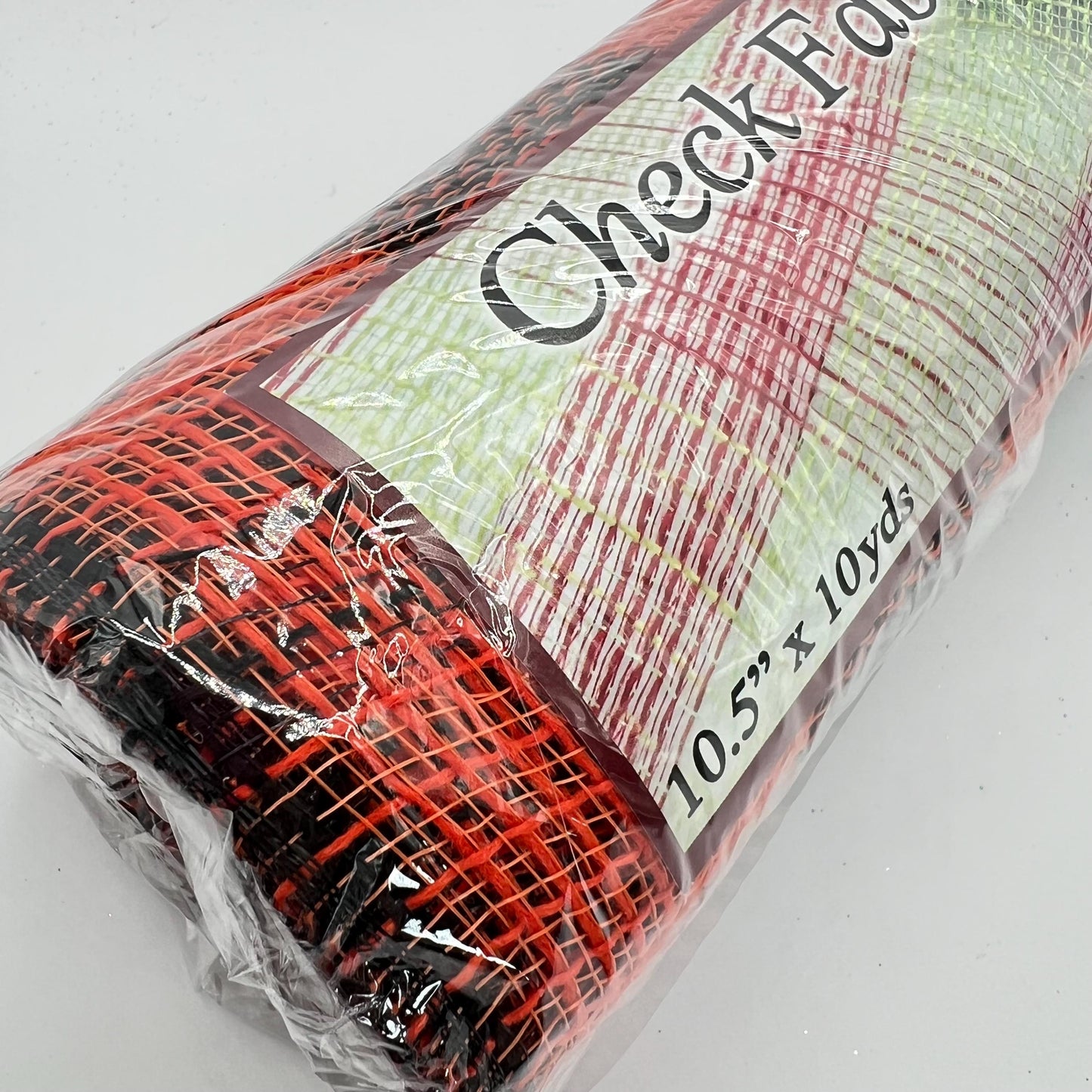 Orange & Black Check Fabric Mesh: Halloween Wreath Supply (10" x 10 Yards)