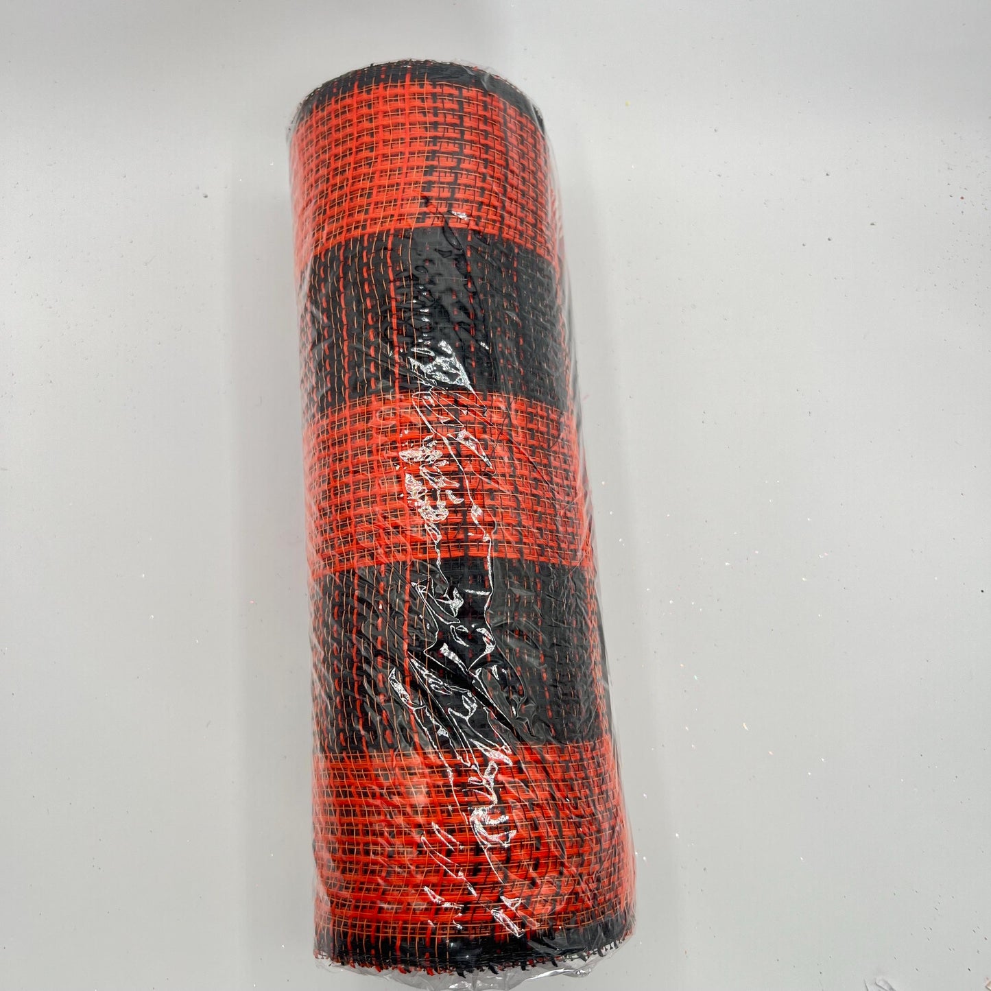 Orange & Black Check Fabric Mesh: Halloween Wreath Supply (10" x 10 Yards)