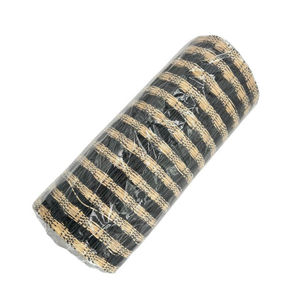 Beige and Black Poly Burlap Check Mesh, Large Weave Black and Brown Mesh Ribbon for Wreaths, Wreathmaking Supply, Windowpane Mesh, RP8121F8