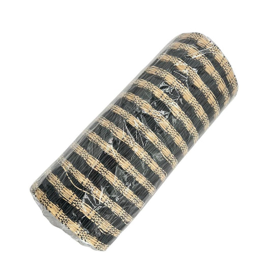Beige and Black Poly Burlap Check Mesh, Large Weave Black and Brown Mesh Ribbon for Wreaths, Wreathmaking Supply, Windowpane Mesh, RP8121F8
