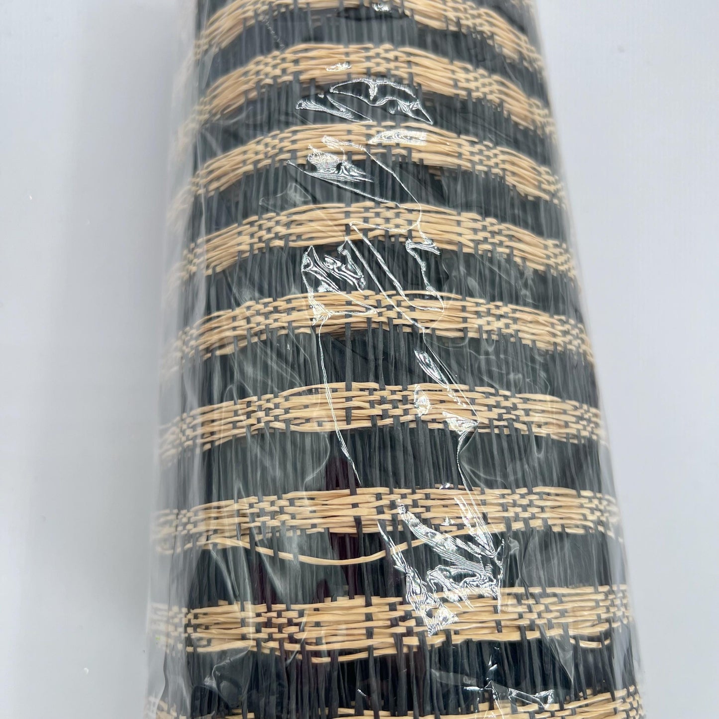 Beige and Black Poly Burlap Check Mesh, Large Weave Black and Brown Mesh Ribbon for Wreaths, Wreathmaking Supply, Windowpane Mesh, RP8121F8