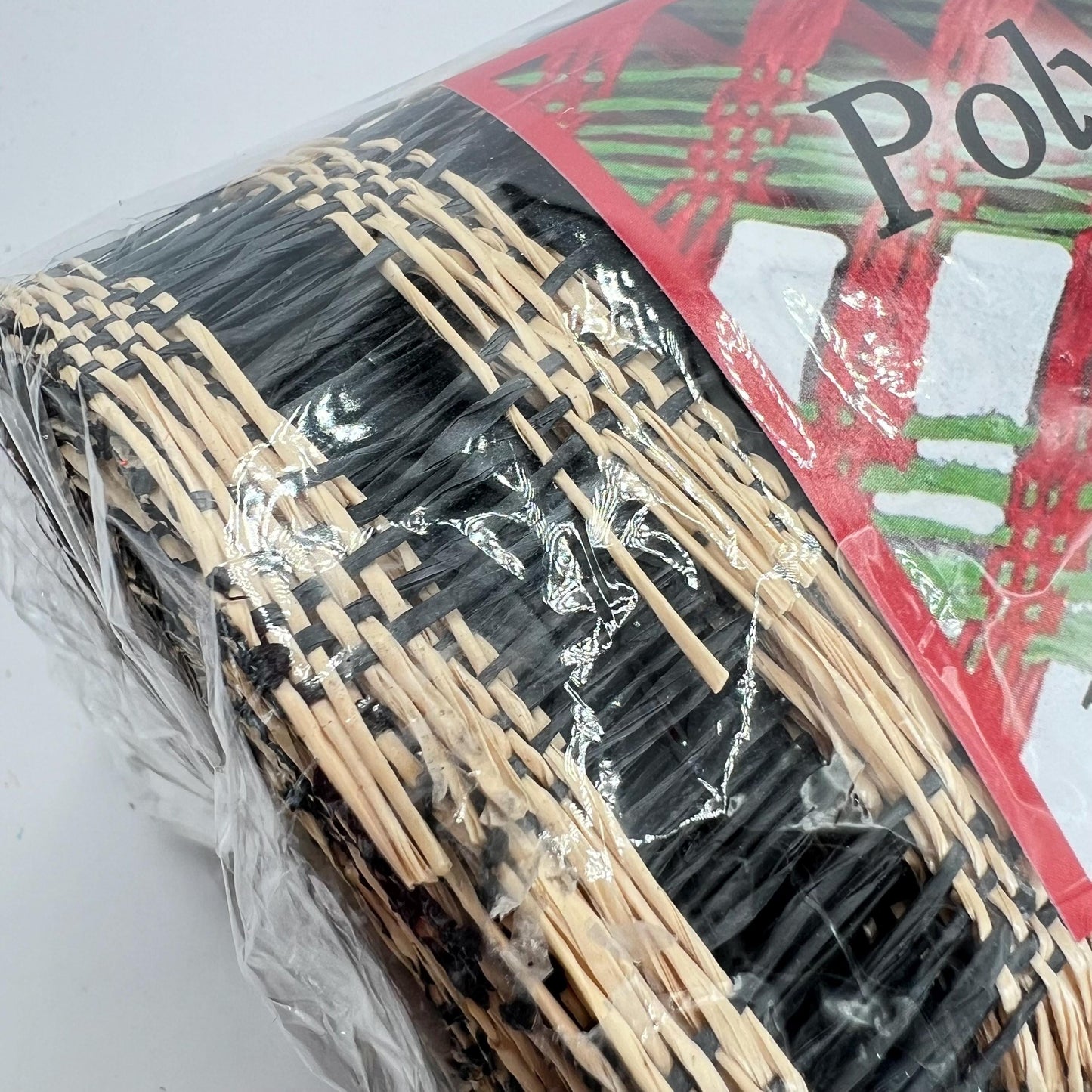 Beige and Black Poly Burlap Check Mesh, Large Weave Black and Brown Mesh Ribbon for Wreaths, Wreathmaking Supply, Windowpane Mesh, RP8121F8