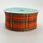 Fall Plaid Wired Ribbon: Orange, Moss Green & Burgundy Metallic - 1.5" x 10yd