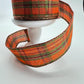 Fall Plaid Wired Ribbon: Orange, Moss Green & Burgundy Metallic - 1.5" x 10yd