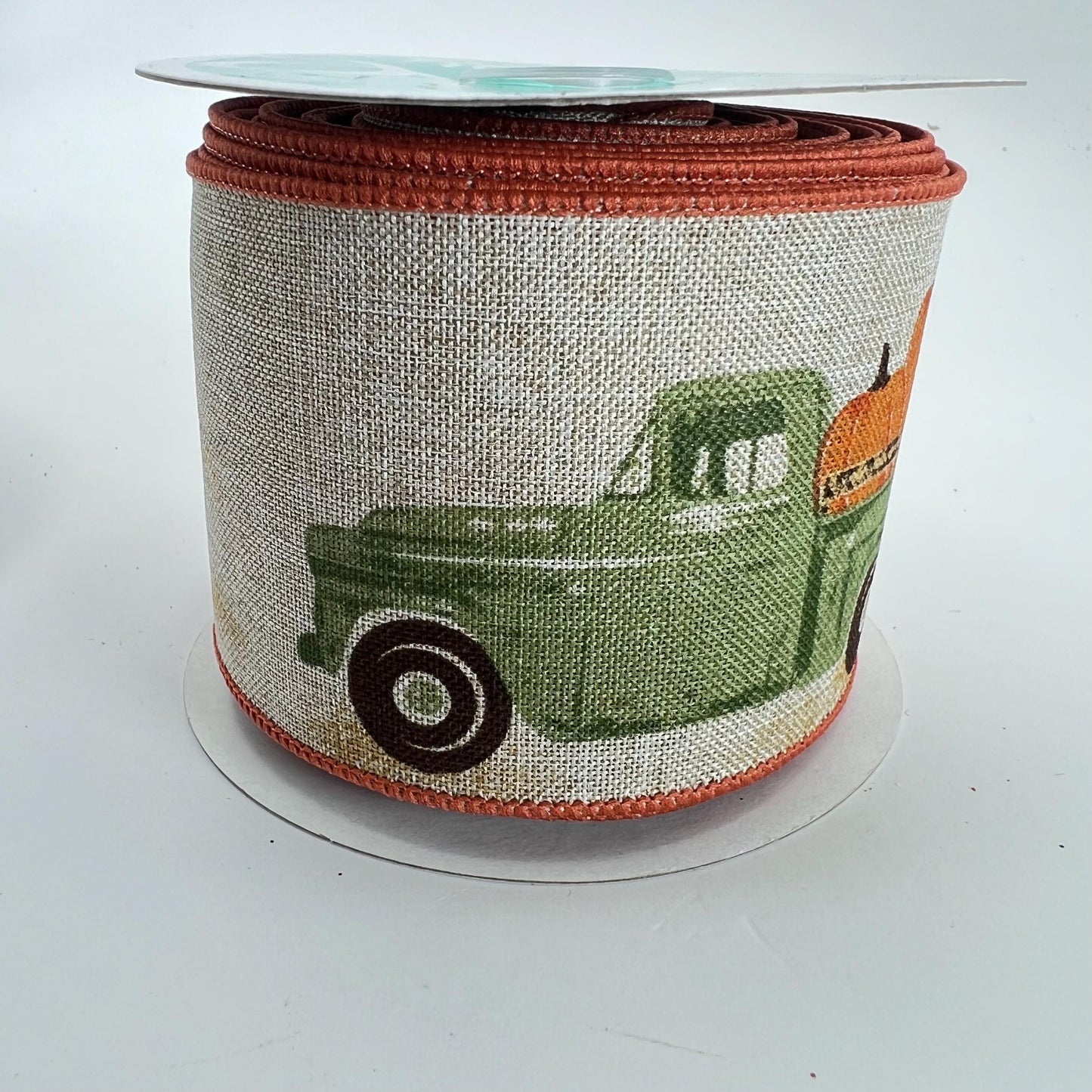 Fall Truck & Pumpkin Wired Ribbon: 2.5" x 10yd Thanksgiving Wreath Supply