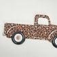 Leopard Pickup Truck Sign: Embossed Metal Door Hanger