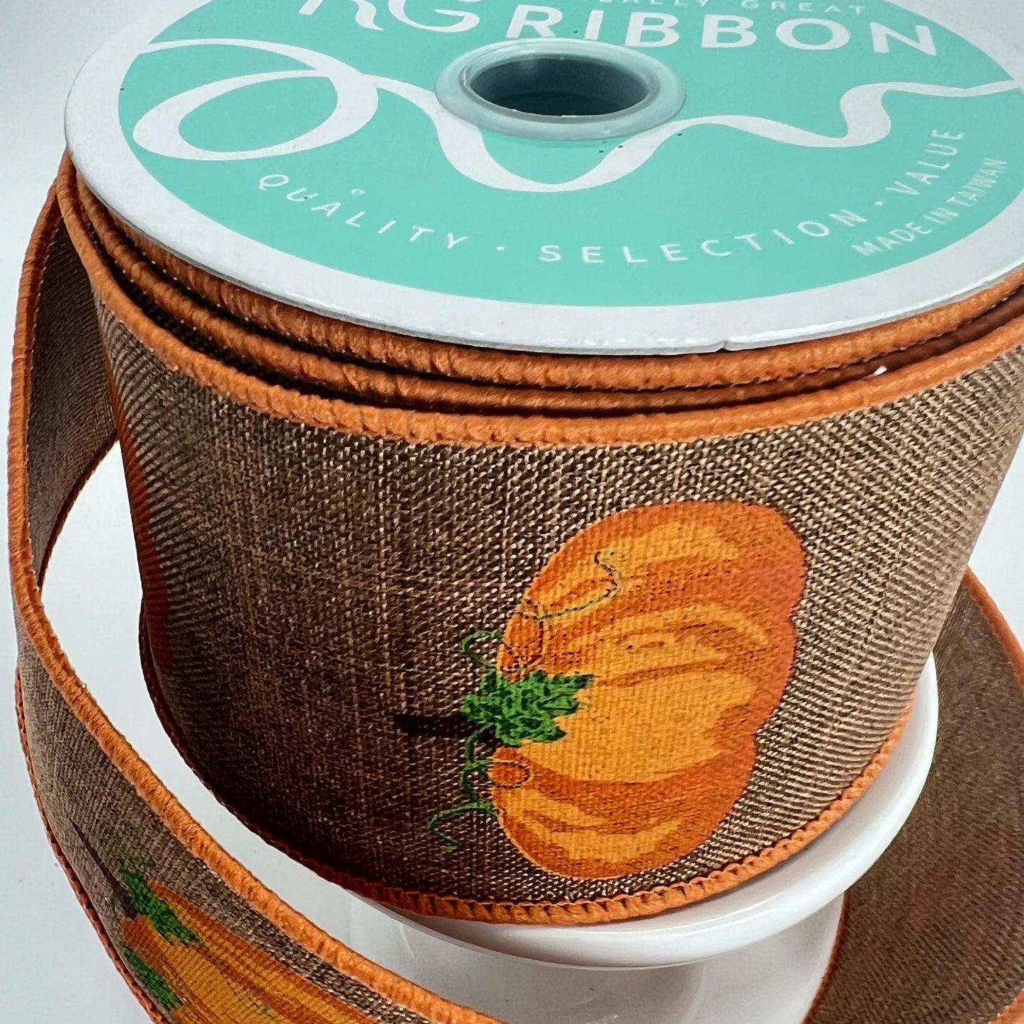Pumpkin Wreath Ribbon: 2.5" Brown Wired Fall Ribbon