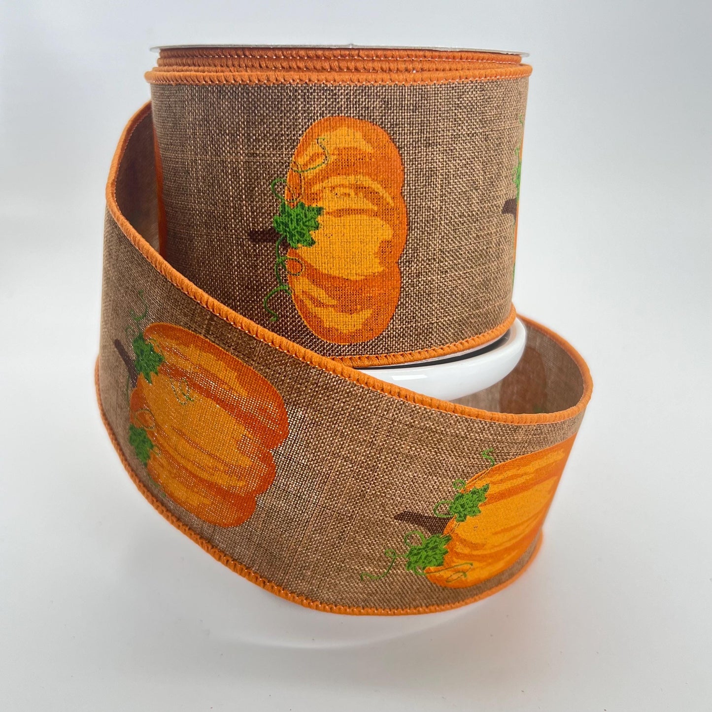 Pumpkin Wreath Ribbon: 2.5" Brown Wired Fall Ribbon