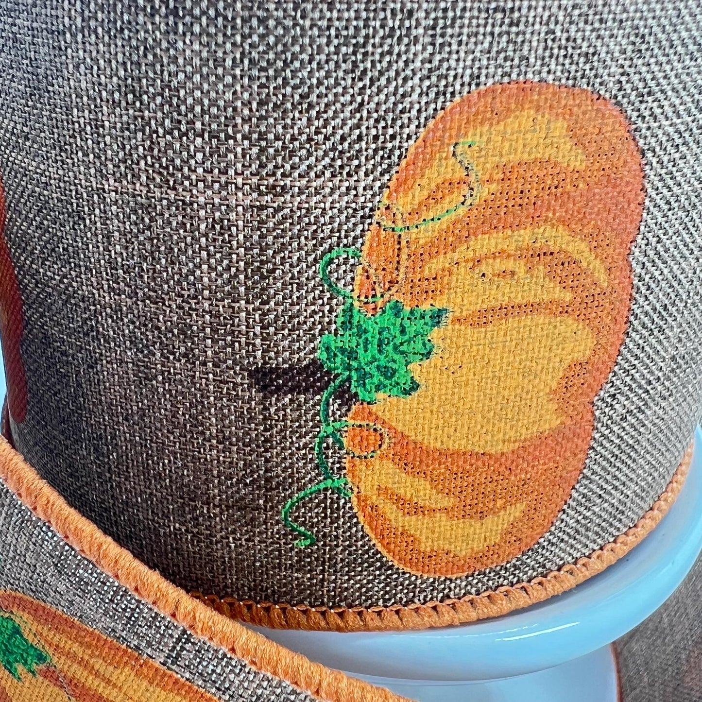 Pumpkin Wreath Ribbon: 2.5" Brown Wired Fall Ribbon