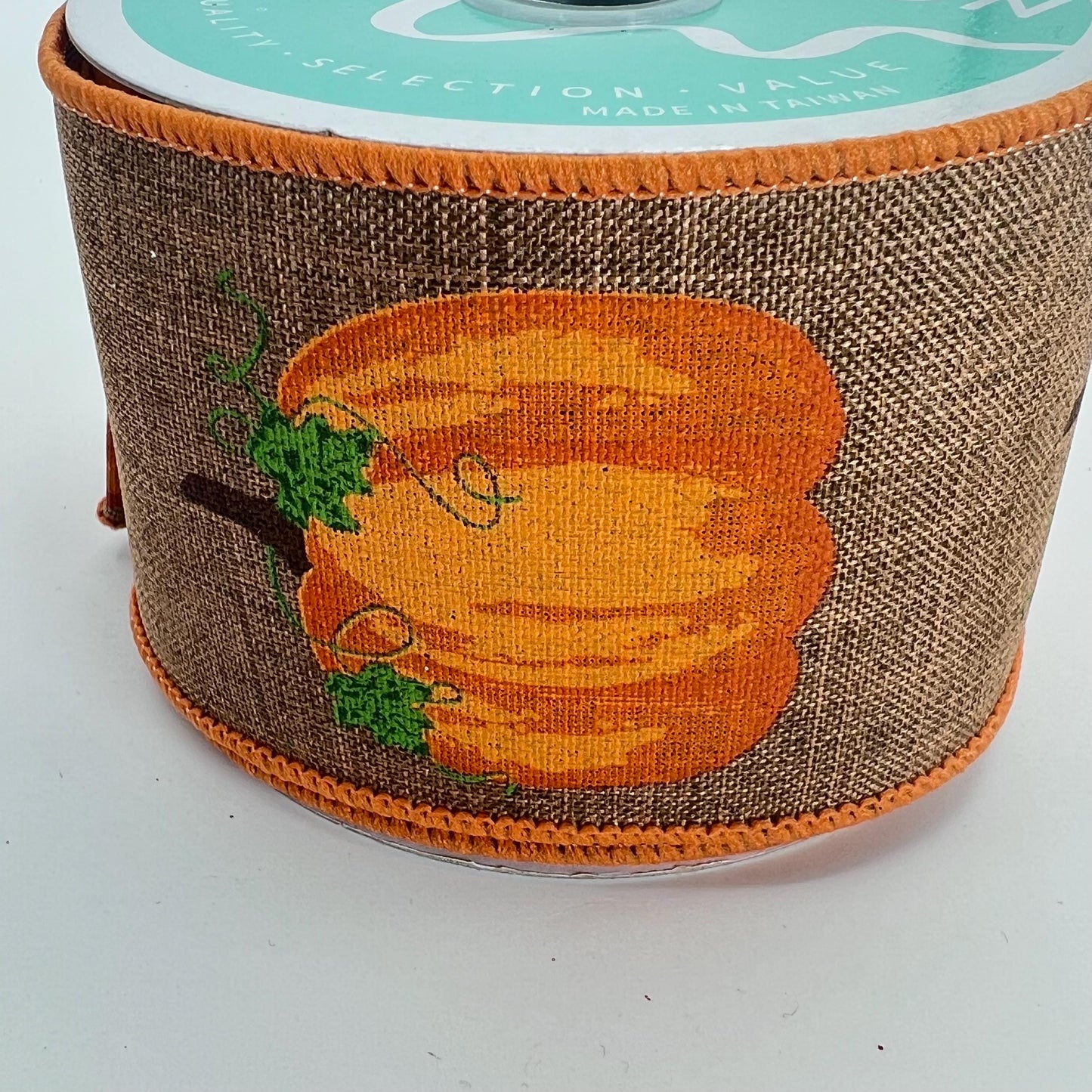 Pumpkin Wreath Ribbon: 2.5" Brown Wired Fall Ribbon