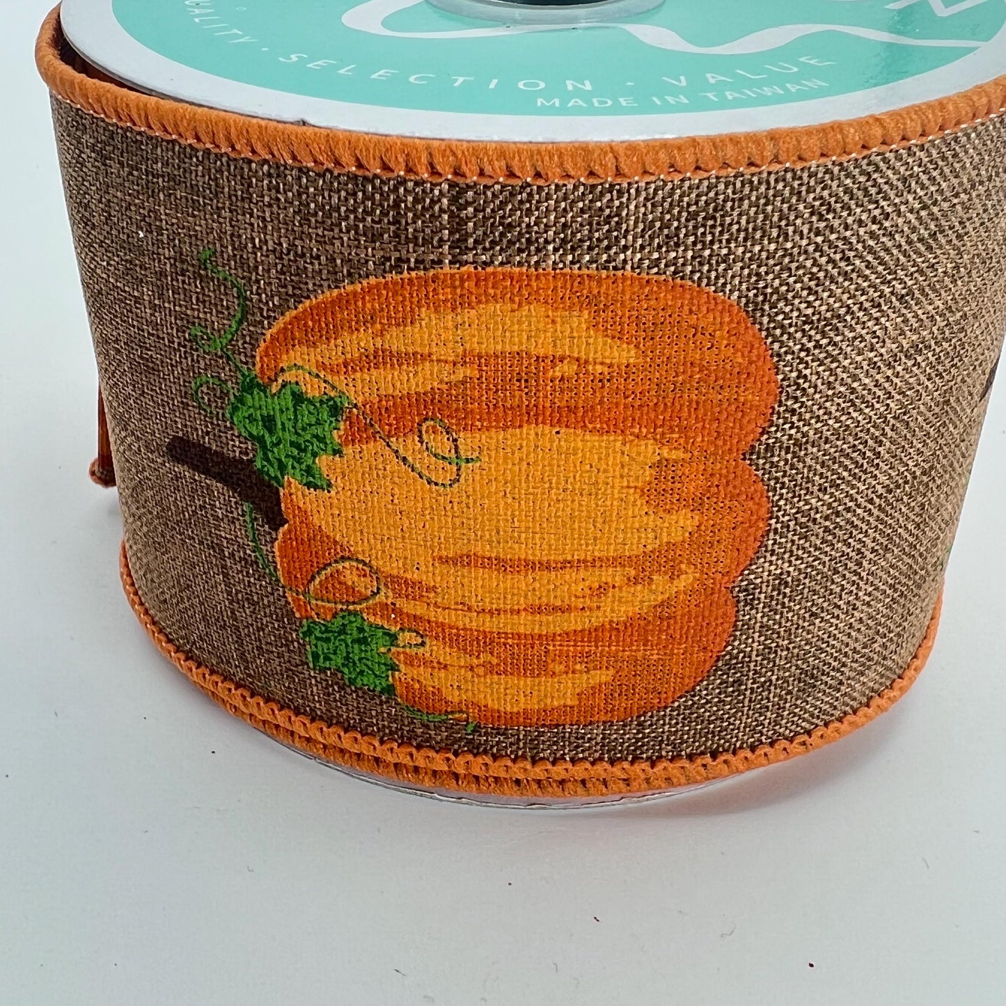 Pumpkin Wreath Ribbon: 2.5" Brown Wired Fall Ribbon