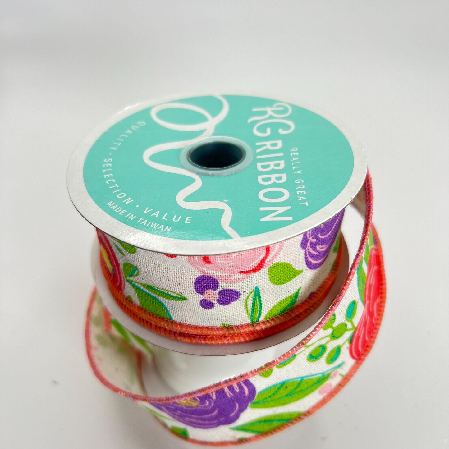 Floral Spring Ribbon: Purple & Pink Blooms, 1.5" x 10yd
