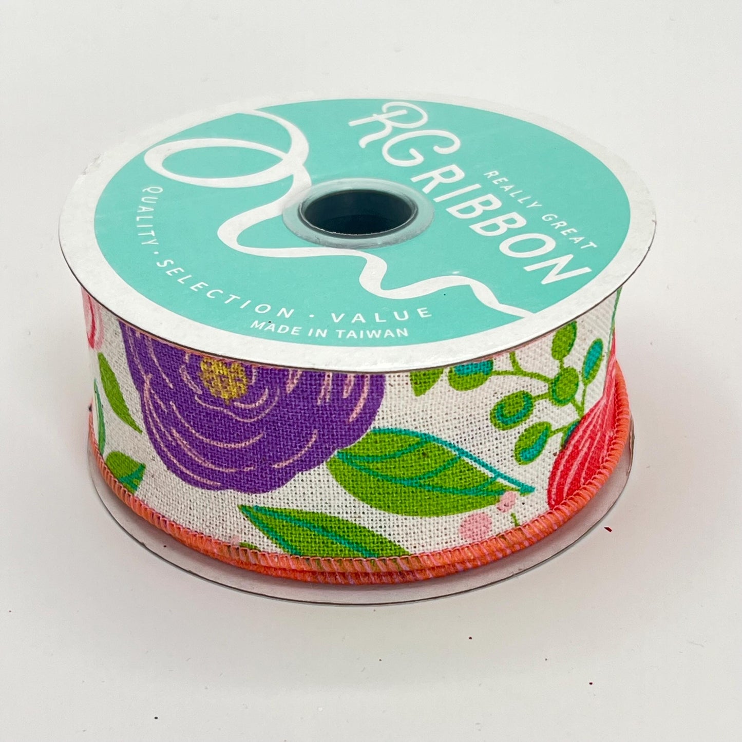 Floral Spring Ribbon: Purple & Pink Blooms, 1.5" x 10yd