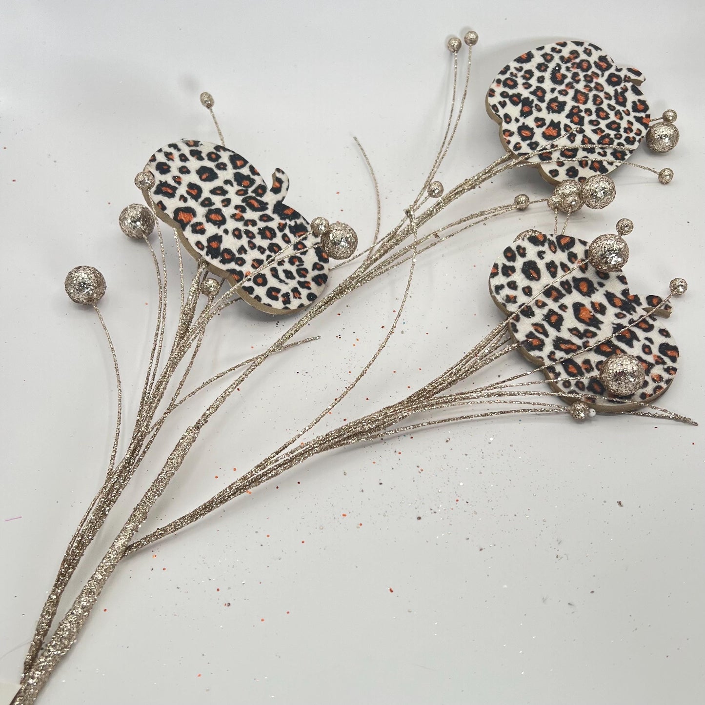 Fall Leopard Print Pumpkin Spray: 27" Wreath Embellishment