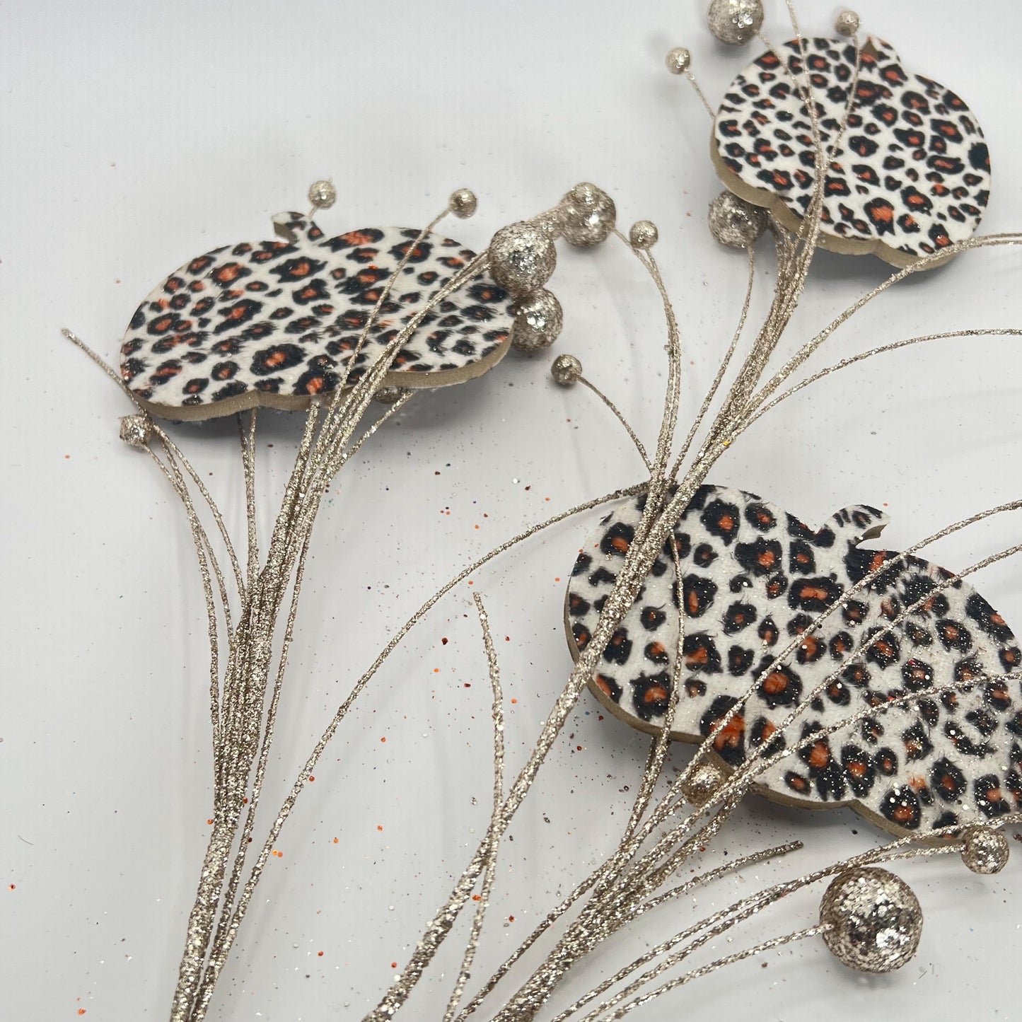 Fall Leopard Print Pumpkin Spray: 27" Wreath Embellishment