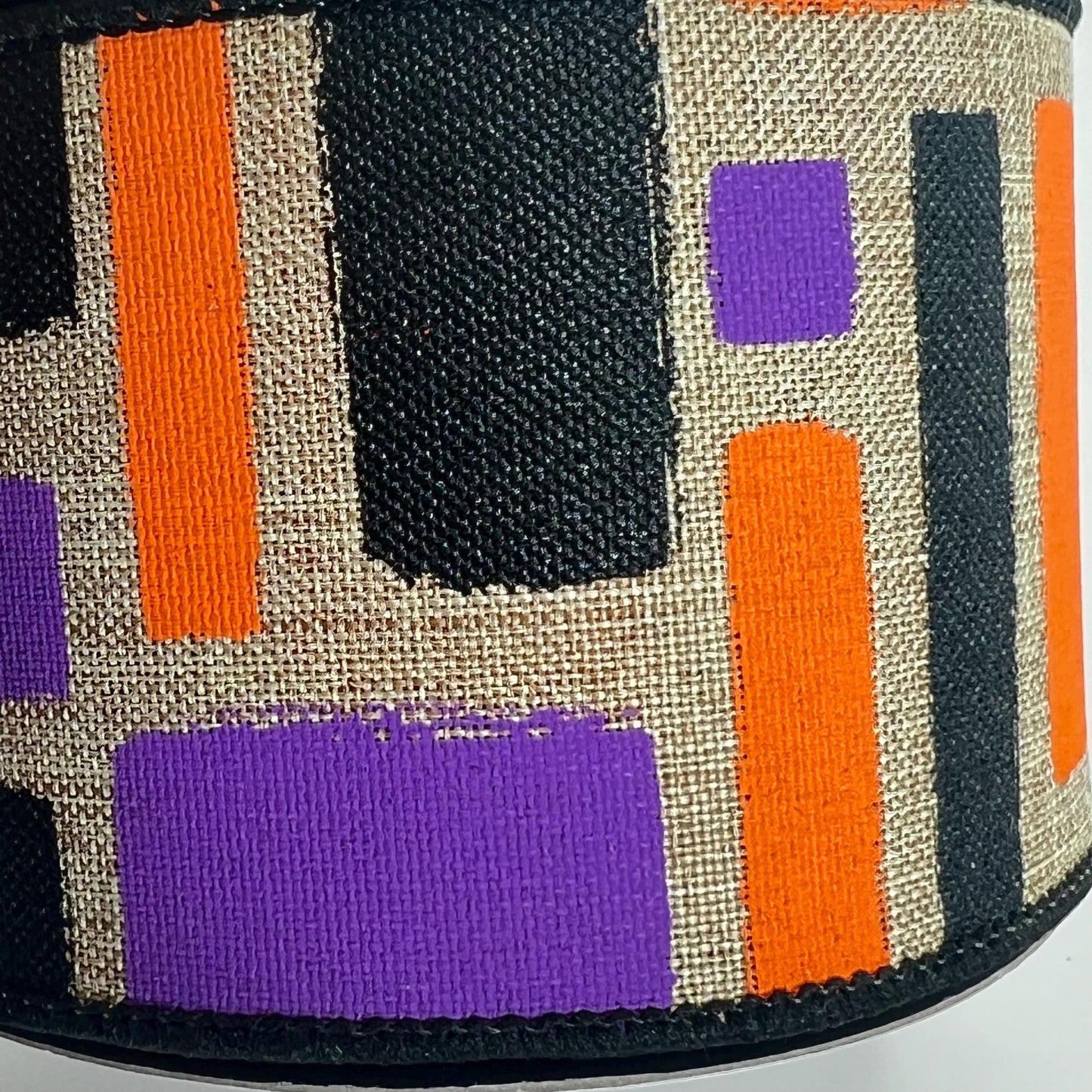 Halloween Wired Ribbon: Beige, Purple, Orange Brush Strokes - 2.5" x 10yd