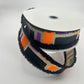 Halloween Wired Ribbon: Beige Brush Strokes with Black Chenille Edge