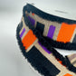 Halloween Wired Ribbon: Beige Brush Strokes with Black Chenille Edge