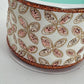 Quatrefoil Ivory Ribbon with Gold and Rose Gold Glitter Leaves, 2.5 Inch Wired Ribbon for Bows, Fall or Autumn Wreath Ribbon, RGE192677