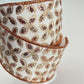 Quatrefoil Ivory Ribbon with Gold and Rose Gold Glitter Leaves, 2.5 Inch Wired Ribbon for Bows, Fall or Autumn Wreath Ribbon, RGE192677