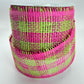 Paper Mesh, 4 Inch Fuscia and Green Check Paper Mesh Ribbon, Wide Mesh Ribbon, Summer Party Decor, Hot Pink and Lime Green Mesh Ribbon Decor