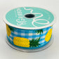 Pineapple Ribbon: 1.5" Blue Gingham Wired Ribbon, Summer Wreath Supplies