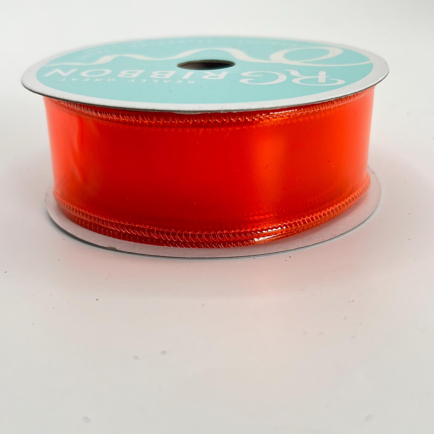 Orange Jelly Ribbon: 1.5" Wired Translucent PVC Vinyl, Halloween Easter Wreath Supply