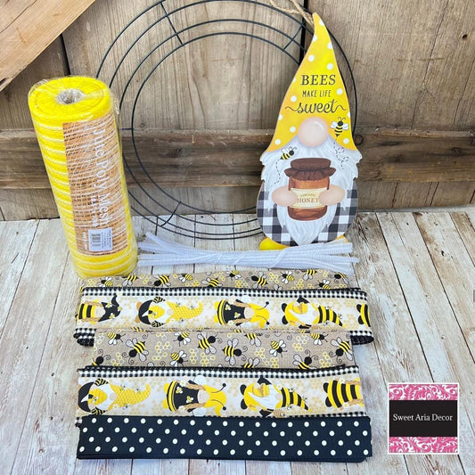 Honey Bee Gnome Wreath Kit: DIY Summer Decor