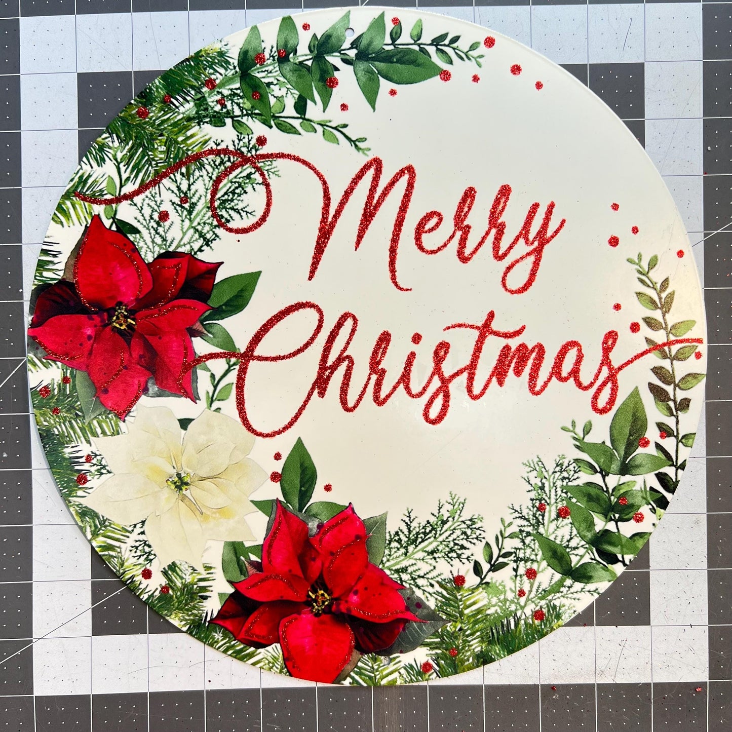 Large Christmas Wreath Kit, Poinsettia Evergreen Wreath Kit, Do It Yourself Christmas Door or Wall Decor, Merry Christmas Wreath Decoration