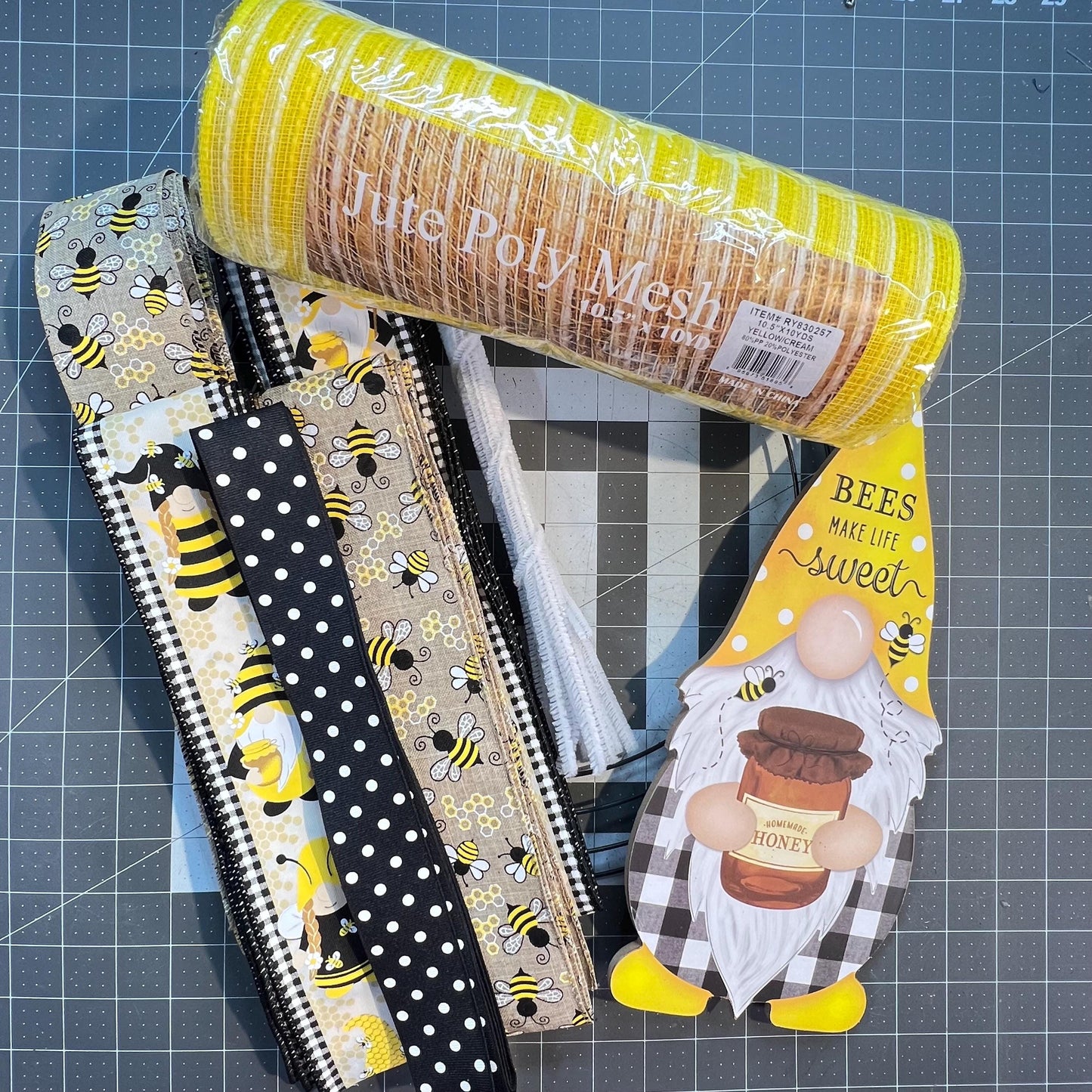 Honey Bee Gnome Wreath Kit: DIY Summer Decor