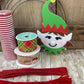 Elf Wreath Kit, Thin Christmas Elf Wreath Kit, North Pole Santa’s Elf Wreath Kit, Christmas Red and Green Ribbon Mesh Sign Pancake Wreath