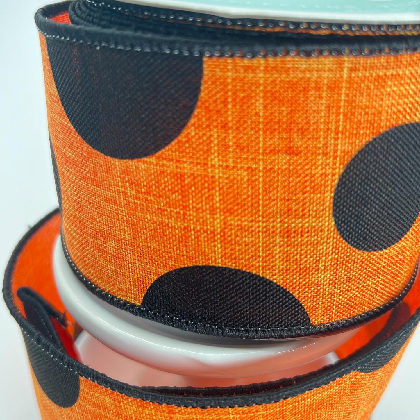 Halloween Wired Ribbon: Orange with Black Dots, 2.5" x 10yd